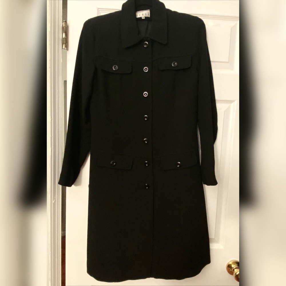 Ann Tjian for Kenar black collar button dress women’s
